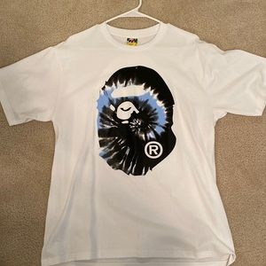 Bape Tie Dye Big Ape Head Tee White/Blue/Black